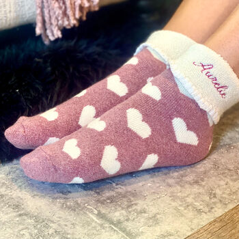 Personalised Best Mum Heart Soft Cosy Socks, 2 of 3