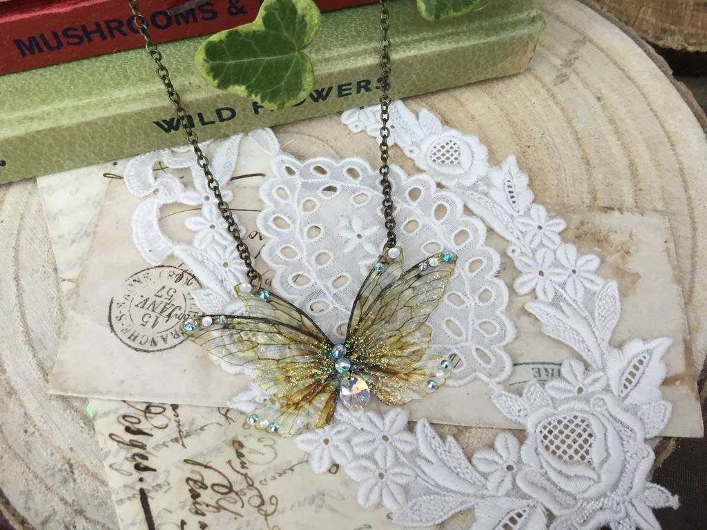 Natural Faerie Wing Small Necklace