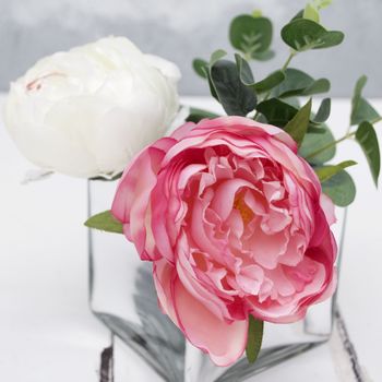 Artificial Peony Bouquet In Mirrored Vase, 4 of 6