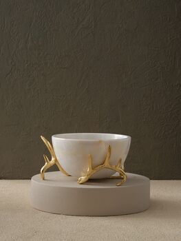 Handmade Black Marble Bowl With Silver Antler Legs, 2 of 2