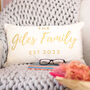 Personalised Family Name Velvet Cushion Gift For Home, thumbnail 1 of 3