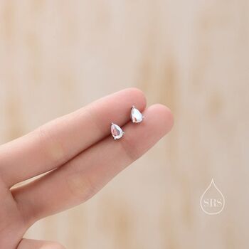 Sterling Silver Aurora Ab Cz Droplet Stud Earrings, 2 of 11
