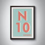 N10 Muswell Hill London Postcode Typography Print, thumbnail 7 of 11