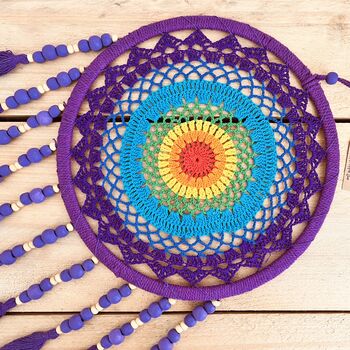 Large Deep Purple Dream Catcher Wooden Beads, 5 of 8