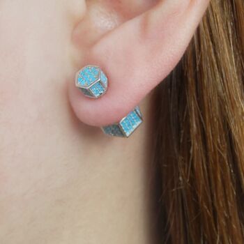 Oxidised Silver Turquoise Birthstone Stud Earrings, 3 of 5