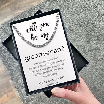 Chunky Silver Groomsman Proposal Necklace Gift, 5 of 6