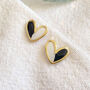 Black And White Polymer Clay Heart Studs, thumbnail 4 of 5
