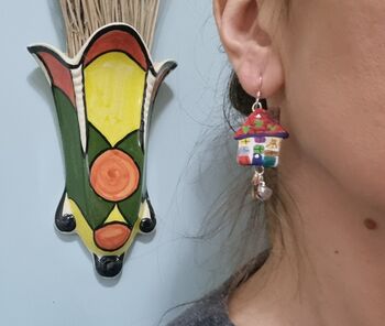 Gingerbread Colourful House Stand Up Earring Gift, 4 of 10