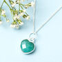 Sterling Silver Heart Emerald Gemstone Necklace, thumbnail 2 of 7