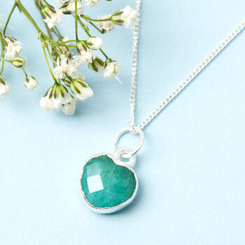 Sterling Silver Heart Emerald Gemstone Necklace, 2 of 7