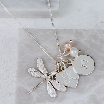 Dragonfly Necklace Personalised With Birthstones, 2 of 10
