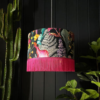 Acid Jungle Lampshade With Gold Lining And Fringing, 2 of 12
