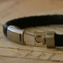Personalised Classic Silver And Leather Bracelet, thumbnail 4 of 12