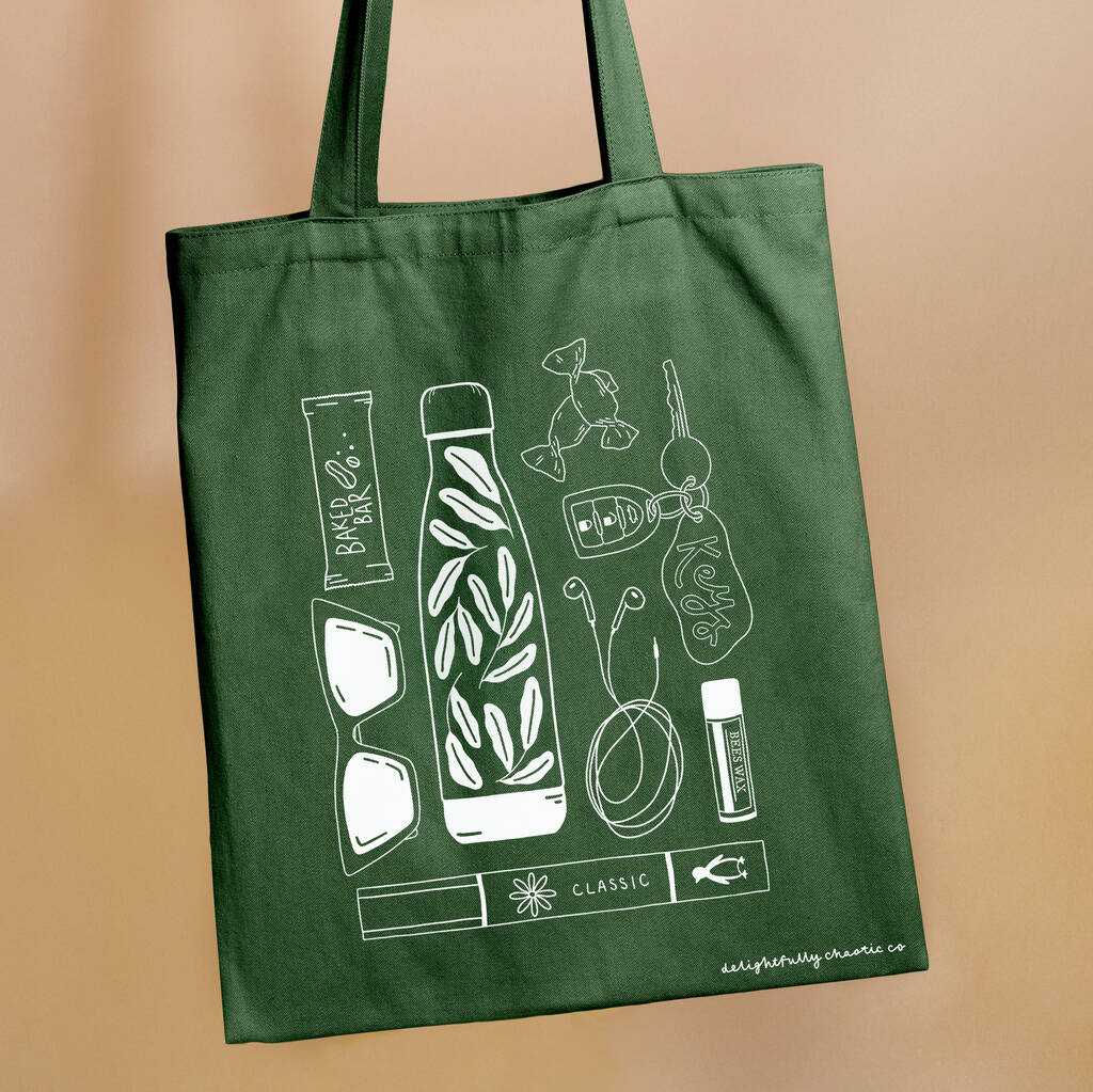Daily Essentials Vinyl Print Tote In Green, 1 of 5