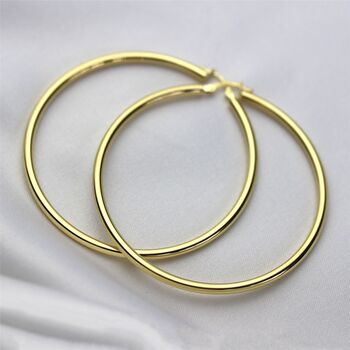 9ct Gold 20mm 70mm Lightweight Hinged Hoop Earrings, 7 of 10