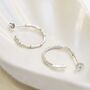 Sterling Silver Bamboo Hoop Stud Earrings, thumbnail 3 of 8