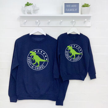 Personalised Dinosaur Father And Child Sweatshirt Set, 2 of 3