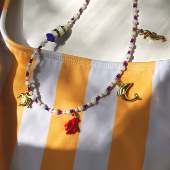 Handmade Coastal Charm Beaded Necklace, 3 of 5
