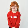 '#Elfie' Children's Christmas Sweatshirt Jumper, thumbnail 2 of 4