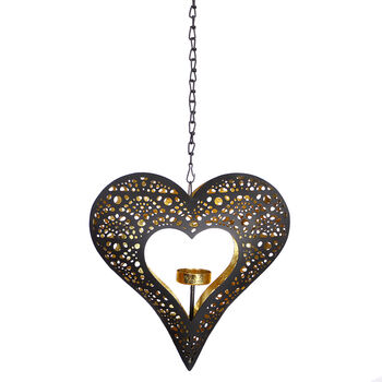 Metallic Hanging Heart Candle Holder, 2 of 6