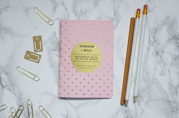 Pastel Pink And Rose Gold A6 Polka Dot Pocket Notebook, 5 of 5
