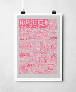 Manchester Landmarks Typography Print Poster, 4 of 12