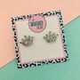 Silver Glitter Crown Stud Earrings, thumbnail 2 of 2