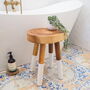Natural Wood Stool With White Legs, thumbnail 2 of 10