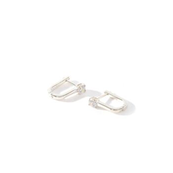Cubic Zirconia Oval Huggie Earrings, 5 of 6