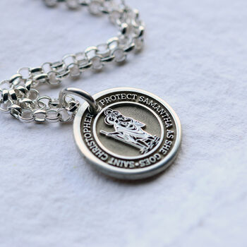 Personalised Silver Saint Christopher Necklace, 6 of 8