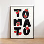 Maximal Tomato Print – Hand Drawn Fruit Illustration With Bold Typography Wall Art, thumbnail 1 of 7