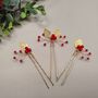 Red Berry And Gold Leaf Christmas Hair Pin Set – 3pcs, thumbnail 6 of 12