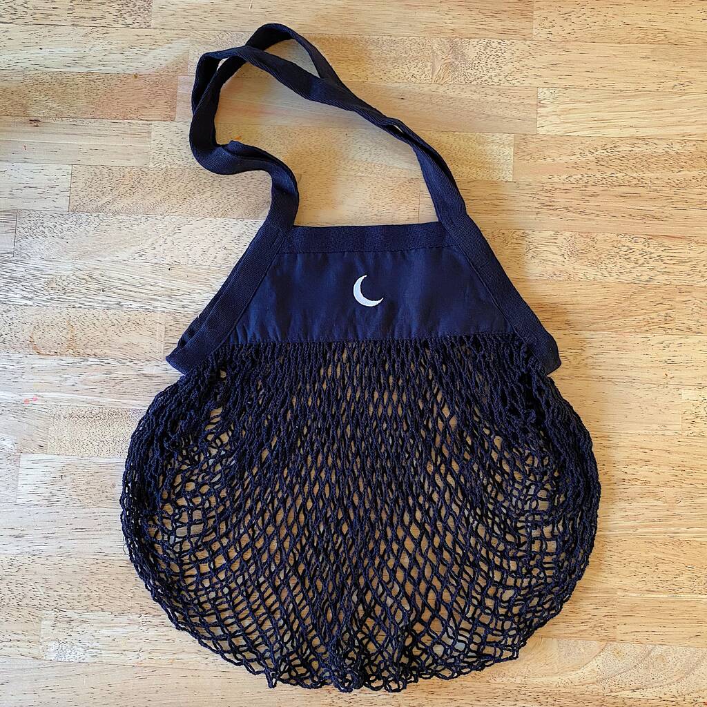 Embroidered Cotton Crescent Moon Mesh Bag By This Sweet Year