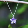 Periwinkle Blue Flower Delicate Pendant Necklace, thumbnail 1 of 4
