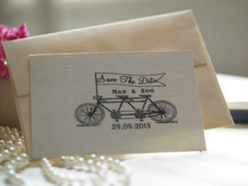 Tandem Bike Save The Date Rubber Stamp, 3 of 5
