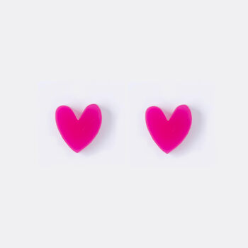 Fuchsia Heart Stud Earrings, 2 of 5