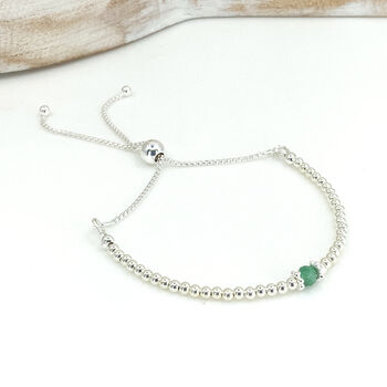 Silver Emerald May Birthstone Bracelet, 7 of 11