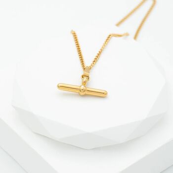 Gold T Bar Necklace, 2 of 10