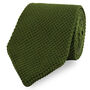 Olive Green Diamond End Knitted Neck Tie In 100% Soft Polyester, thumbnail 1 of 7