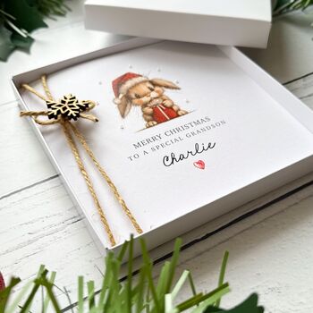 Handmade Bunny Christmas Card, For Grandson, Son Or Nephew, 3 of 5