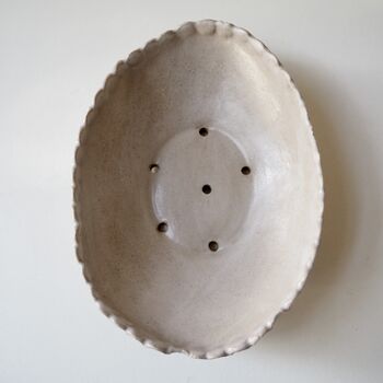 Handmade Oval Oatmeal Stoneware Pottery Soap Dish, 5 of 9