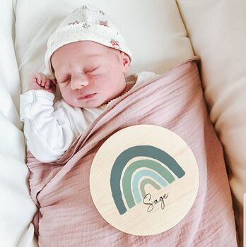 Personalised Blue Rainbow Name Plaque | Wooden Nursery Name Sign, 9 of 11