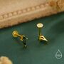 Sterling Silver Natural Kite Cut Moss Agate Internally Threaded Flat Back Earrings, thumbnail 2 of 11