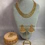 Gold Plated Kundan Indian Jewellery Set White, thumbnail 1 of 4