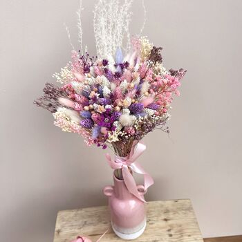 Pink And Purple Dried Flower Bouquet With Gypsophila, 5 of 5