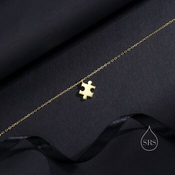 Tiny Jigsaw Pendant Necklace In Sterling Silver, 3 of 11