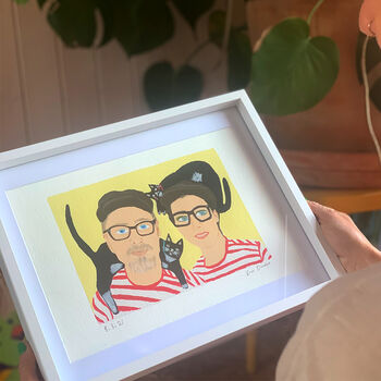 Couple’s Portrait Framed Personalised Illustration, 3 of 4