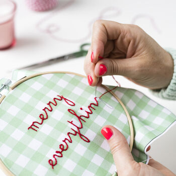 Merry Everything Gingham Embroidery Hoop Kit, 4 of 10