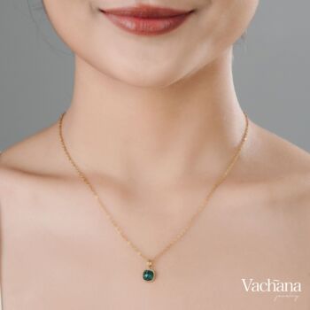 Square Malachite Gemstone Pendant Necklace, 3 of 9