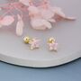 Tourmaline Pink Cz Flower Barbell Earrings, thumbnail 6 of 9